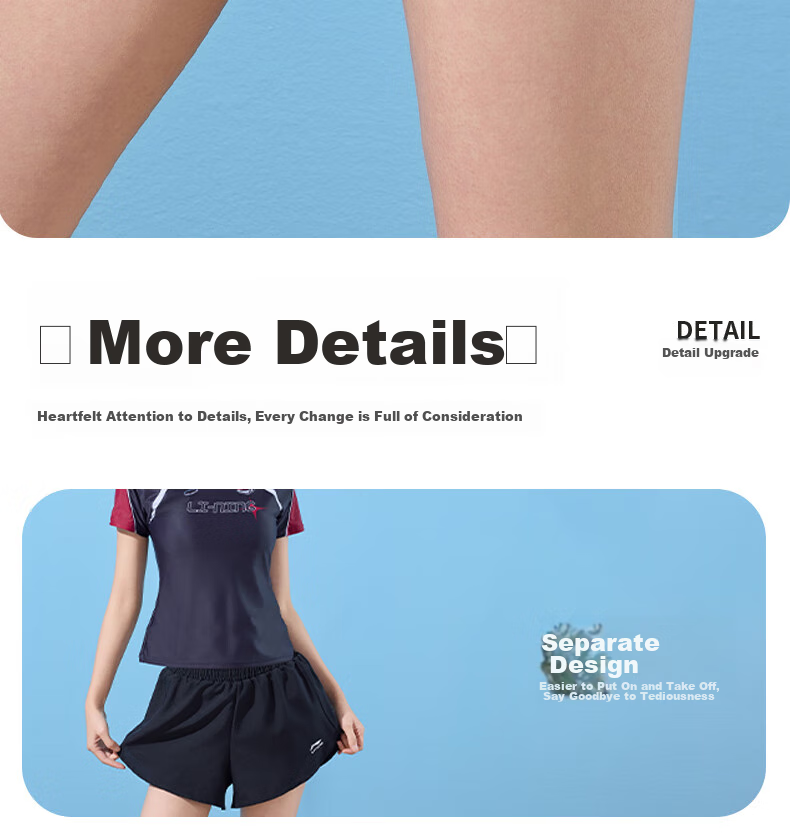 Li-Ning Women's Swimsuit, Sports Casual Fashion Two-Piece Boyshort Swimwear, Tummy Control Slimming Hot Spring Swimwear 482 Black And Red M 11