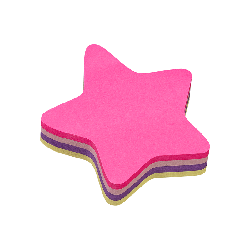 STICKN 160 Sheets 4-Color Cute Shaped Sticky Notes Star Shape 70x70mm 33031