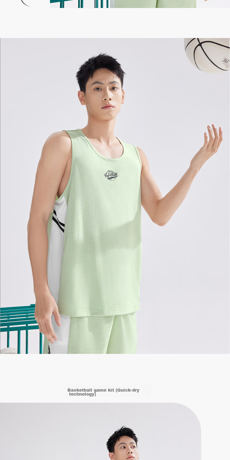 361° Men's Summer Sports Set Quick-Dry Basketball Running Fitness Jersey Vest and Shorts Two-Piece Set 652621901-2 8