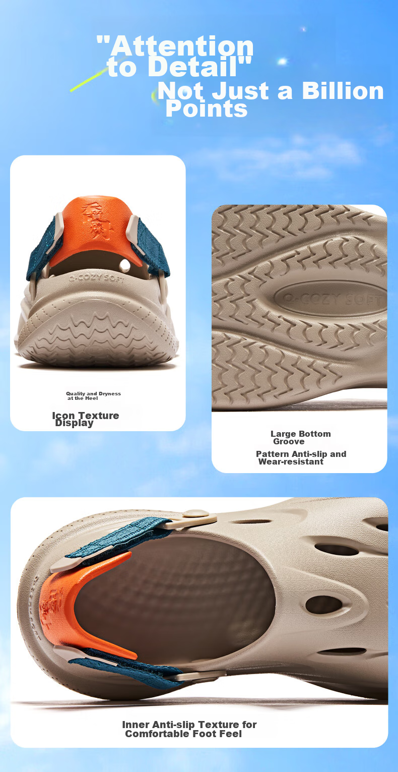 QIAODAN Breathable Cloud Hole Shoes, Men's Casual Beach Shoes, Outdoor Sandals 10