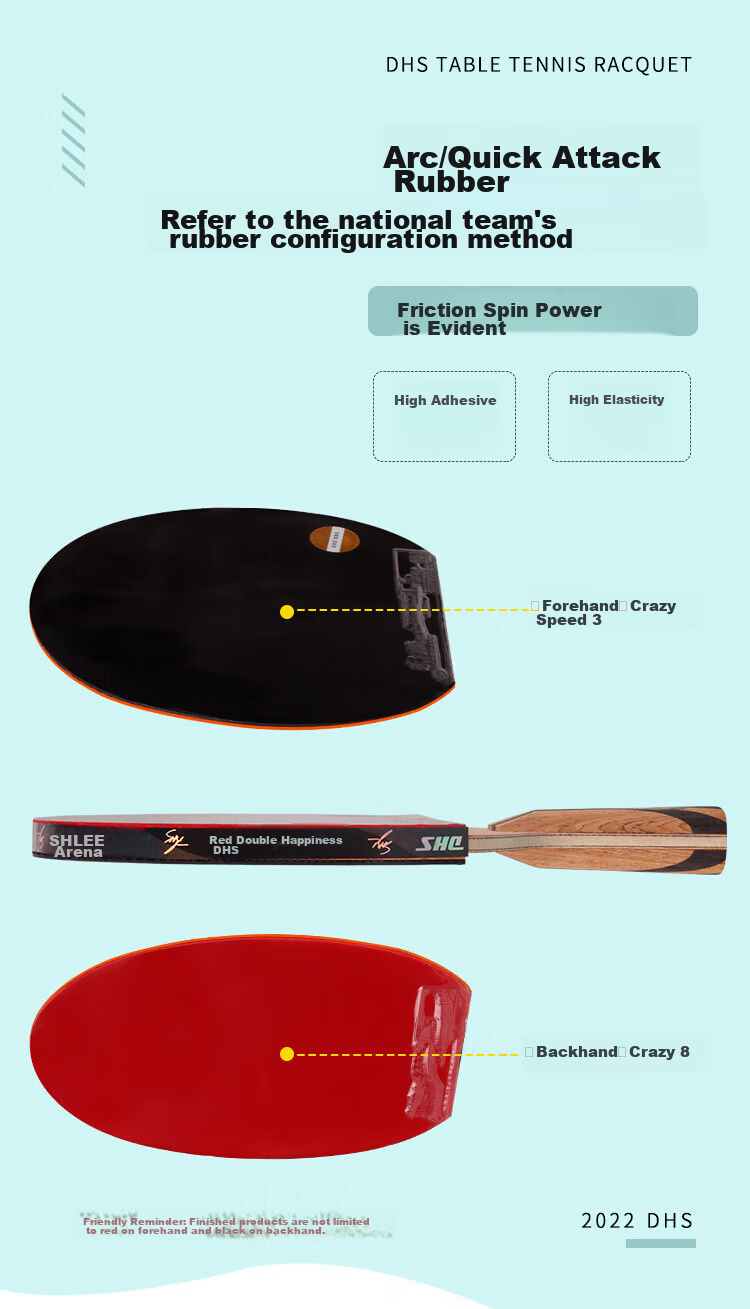 DHS Seven-Star Straight Handle (Beijing Warehouse Fast Delivery + Racket Cover), Table Tennis Paddle H7006, Straight Handle Single Racket 4