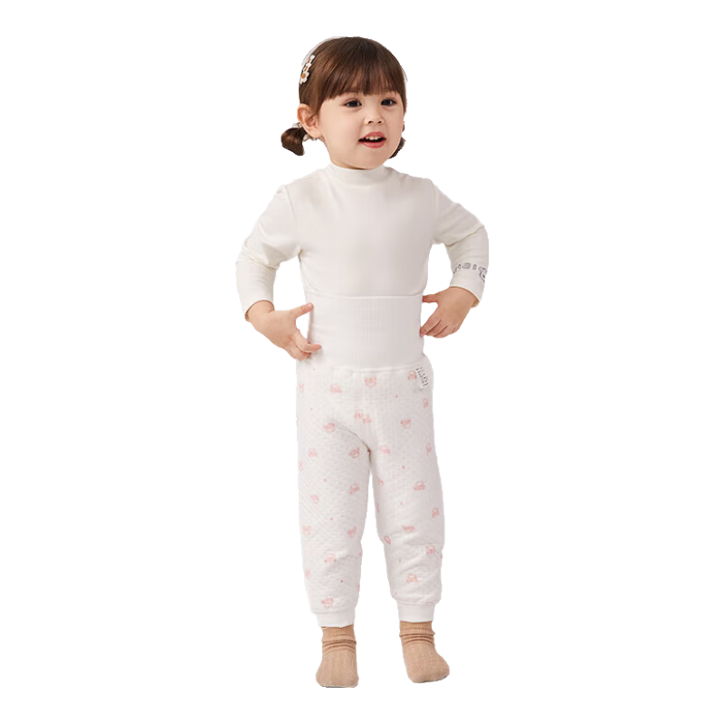 Labi Baby Toddler Baby Belly Protection Pants Autumn Winter Boys Girls Base Layer Sleep Pants Kids Thermal Pants 2-Pack Bear Pink Size 100