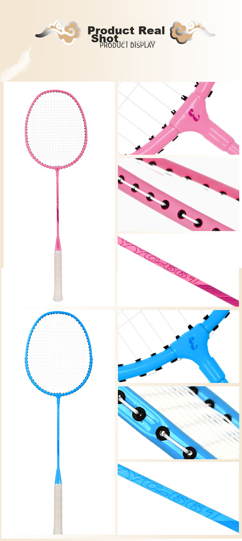 ENPEX Badminton Racket Set, Durable And Ultra-Light, for Adults And Students, Double Rackets YYC-661 with 101-3 Shuttlecocks Included 10