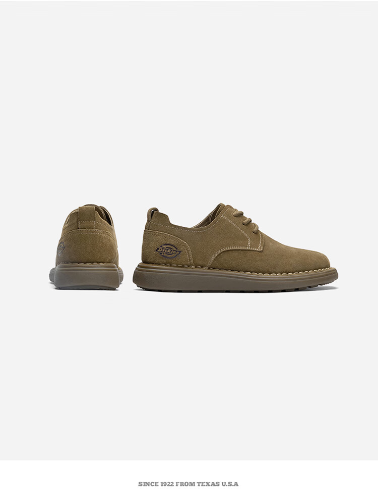 Dickies Men's Work Shoes, Low-Top Versatile Trendy Breathable British Style Casual Shoes for Men, Camel Color, Size 42 9