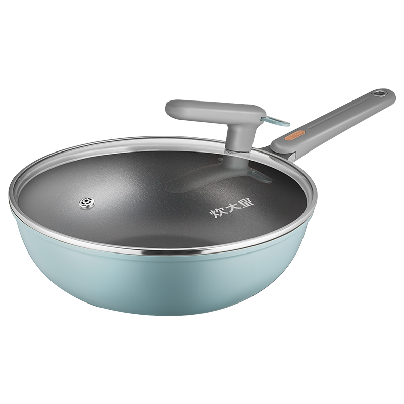 COOKER KING Non-Stick Wok, Easy-Clean Ladies' Lightweight Flat-Bottom Frying Pan, 30cm, Compatible with Induction Cooktop, CKNC6430BF