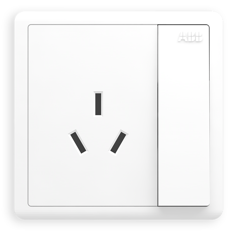 ABB Switch Socket Panel, Yuanchi Series White 86-Type 16A Three-Hole with Switch Air Conditioner Socket, AO228