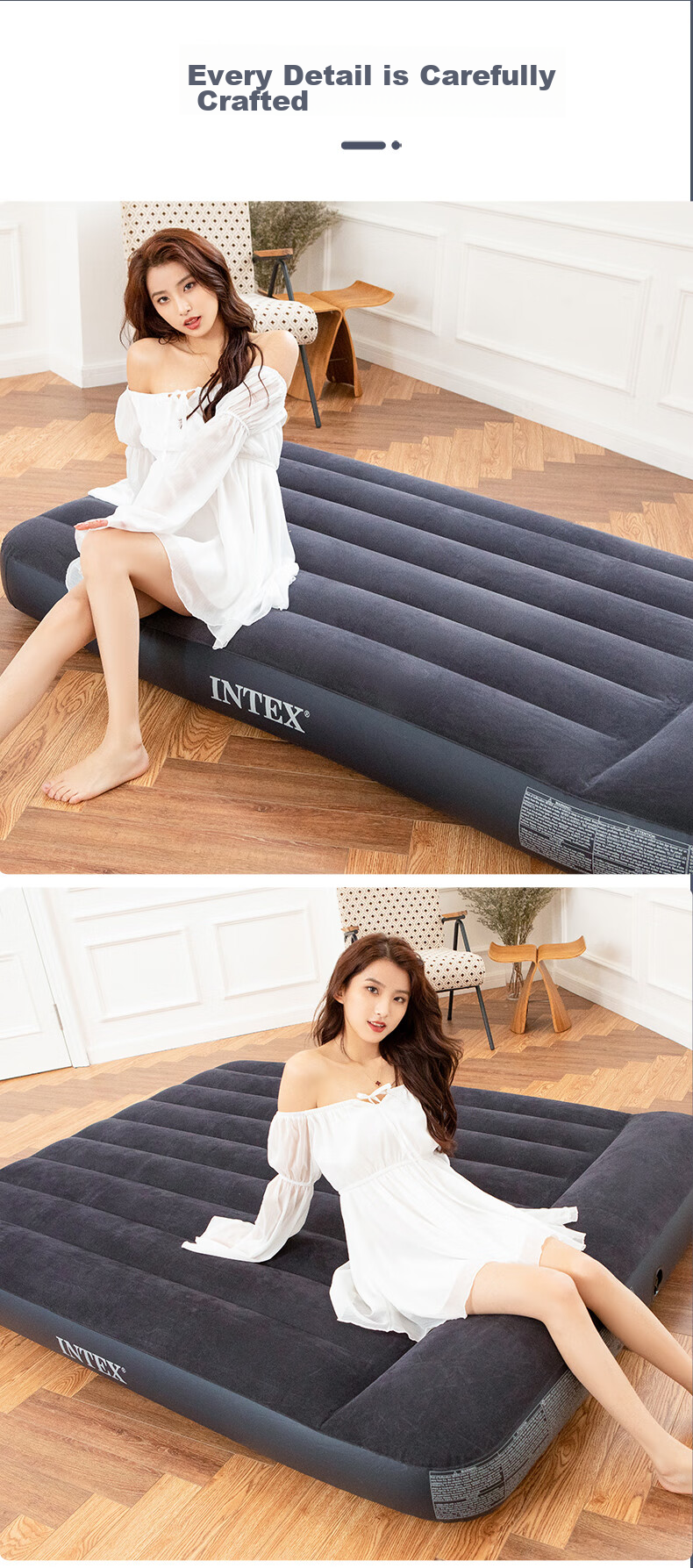 INTEX Double Large Inflatable Air Mattress with Built-In Pillow, Outdoor Camping Pad, Foldable Bed with Electric Pump 64143N 15