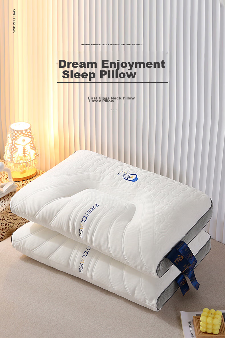 Grace Pillow Shaping Pillow, 7A Antibacterial Star-Rated Hotel Home Gray Edge Pillow, Single One, 45*70cm 1