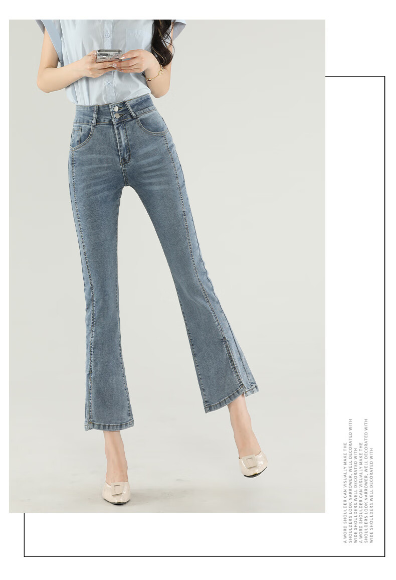 Jeanswest Women's Summer American Vintage Loose Wide-Leg Slim Straight Denim Shorts Dark Blue S 8