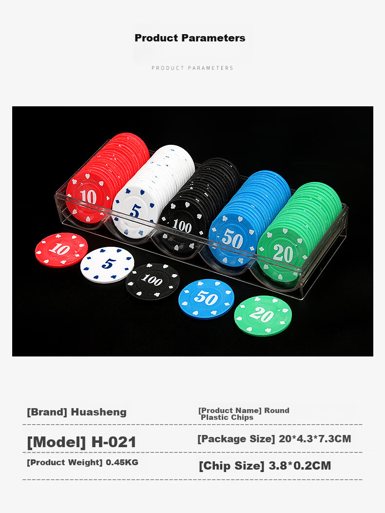 Huasheng Poker Chips Double-Sided Texas Hold'em Poker Chips H-021, 100 Pieces (5,10,20,50,100) 6