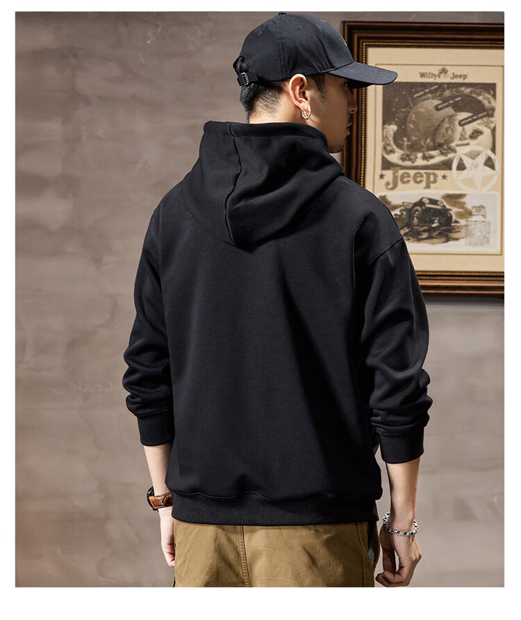 JEEP High-End Embroidered Men's Hooded Sweatshirt, Casual Loose Long-Sleeve Pullover T-Shirt Top for Spring And Autumn 2026 17