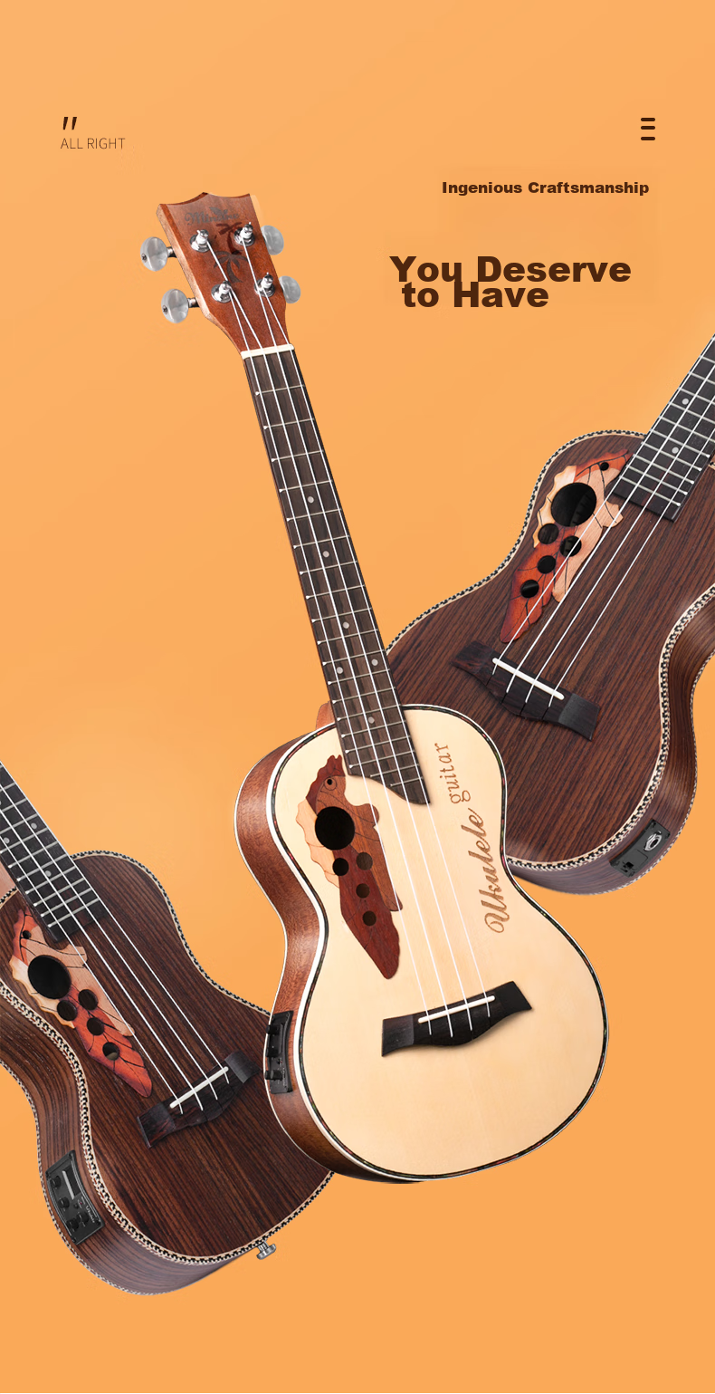 Minsine Spruce Single Board Ukulele, 23-Inch, Beginner's Entry-Level Practice Guitar for Children And Adults 10
