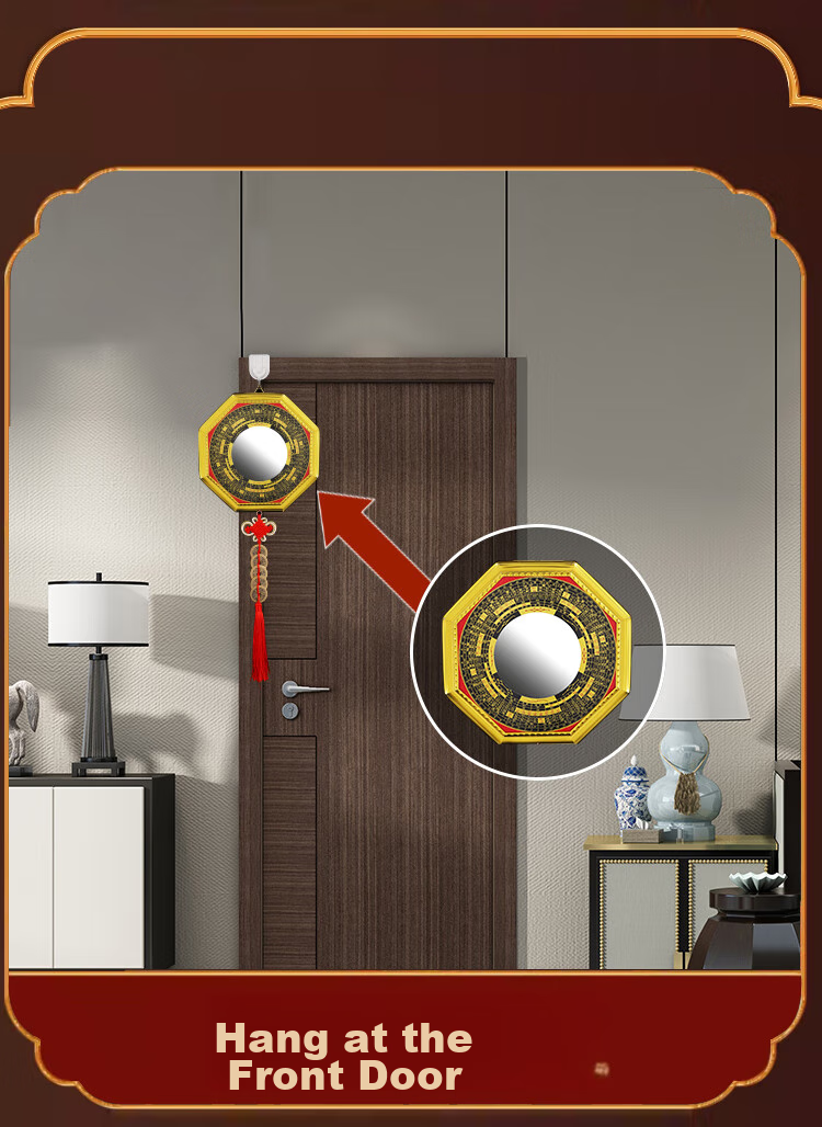Binyue Mirror, Convex Mirror, Chinese Knot Pendant, Outdoor Entrance Balcony Door-To Hanging Ornament, Home Decoration, Large Size 19cm 10