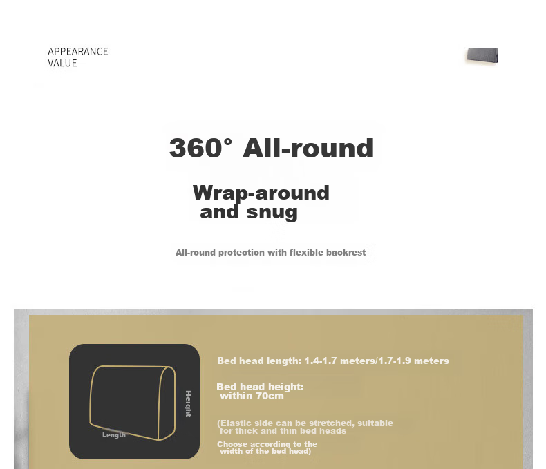 Siwangongli Bed Headboard Cover, Thickened Full Coverage Elastic Wooden Bed Backrest Soft Cover, Protective Dust-Proof Cover, Removable And Washable, Concealing Device 11