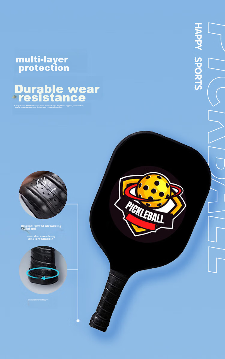 FEIHENG Pickleball Paddle Set, Carbon Fiber Ultra-Light, Two-Piece Set, Black And Yellow Color 7