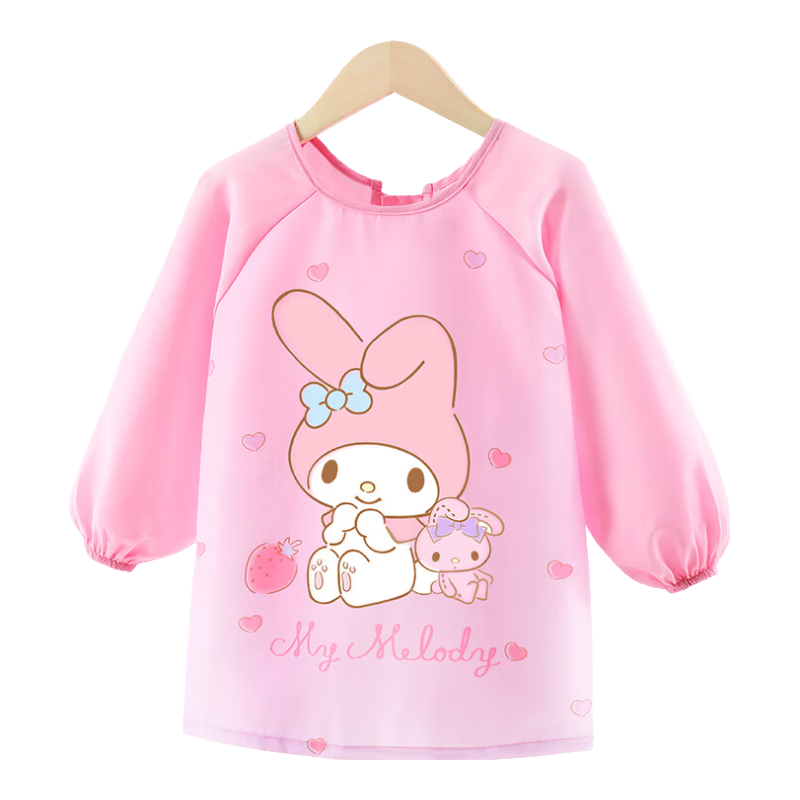 Hello Kitty Children's Smock, Reverse-Wear Bib, Baby Eating Apron, Drawing Smock, Waterproof Bib, U4055 Pink, Size L