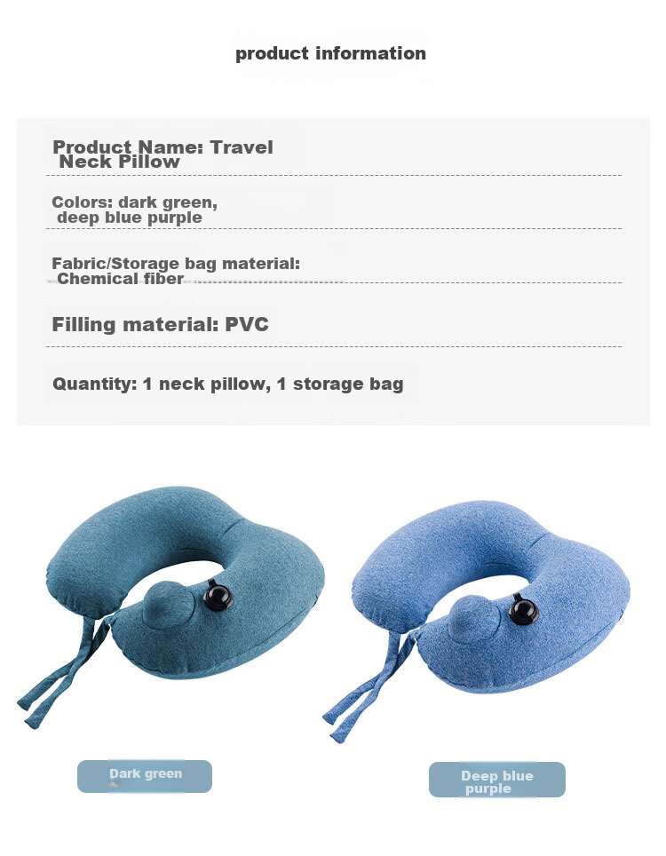 FOOJO Travel Inflatable U-Shaped Neck Pillow, Portable Nap Pillow, Backrest Cushion, Neck Protector, Airplane Sleeping Aid 4