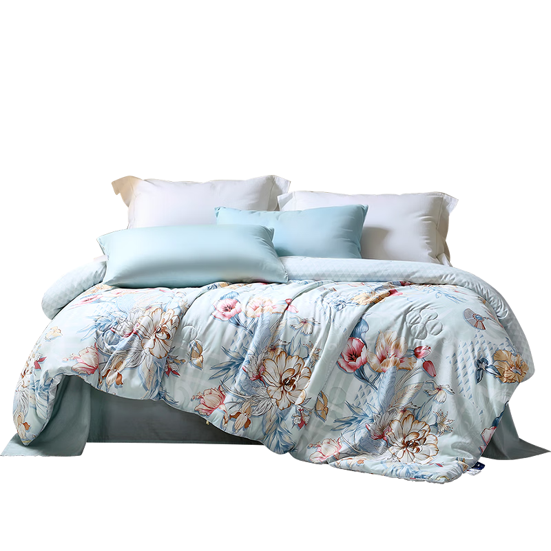 FUANNA Yumingshun 100% Silk Comforter for Winter, Double-Size Thick Winter Duvet Insert 6.8 Lbs, 230*229cm, Gree