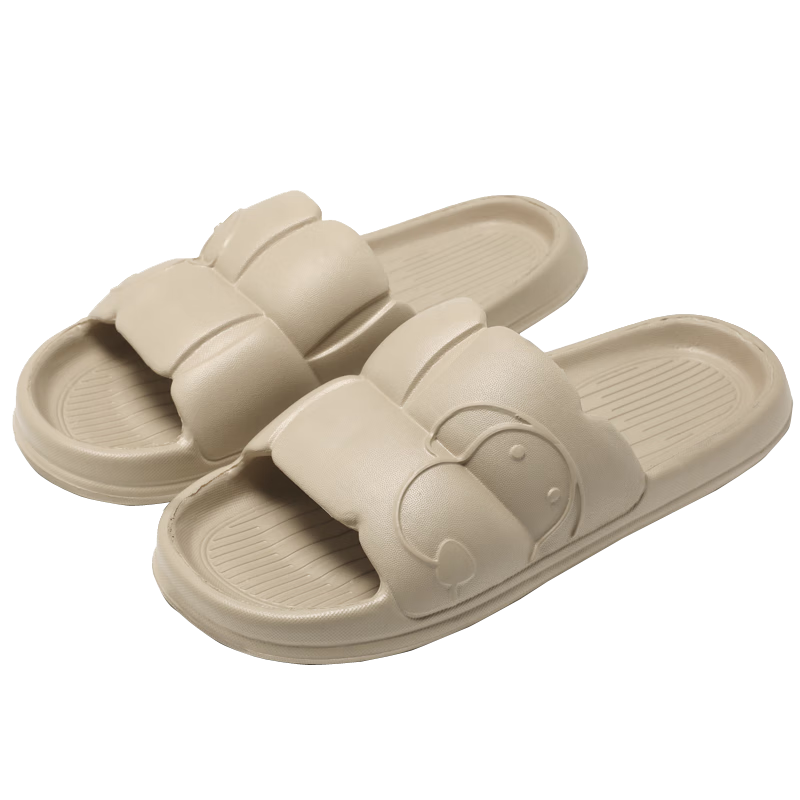 Huameijianbu Lightweight Thick-Soled Slippers, Soft And Bouncy, Indoor/outdoor Non-Slip Sandals HM2207 Light Brown 44-45