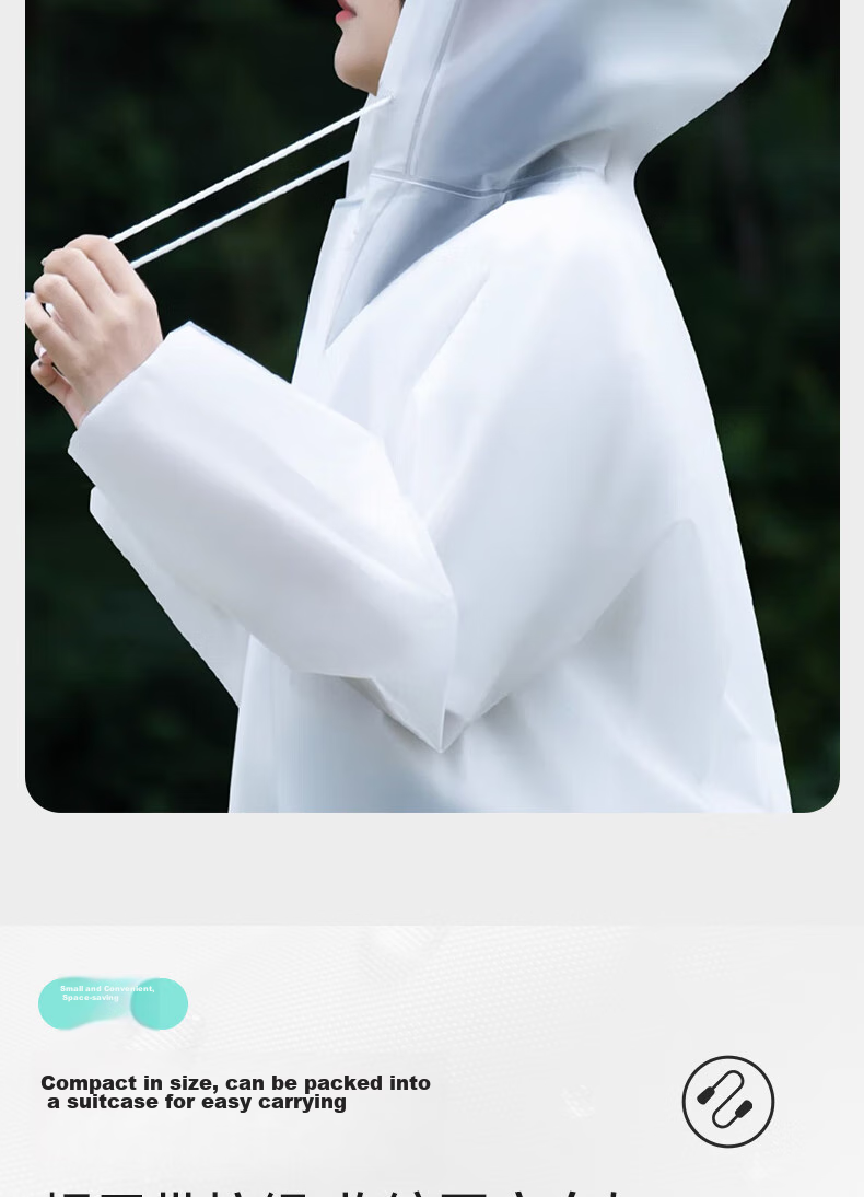 Ousen Disposable Adult Raincoat for Men And Women, Thickened Transparent Poncho for Outdoor Hiking, Cycling, Travel, Portable 5