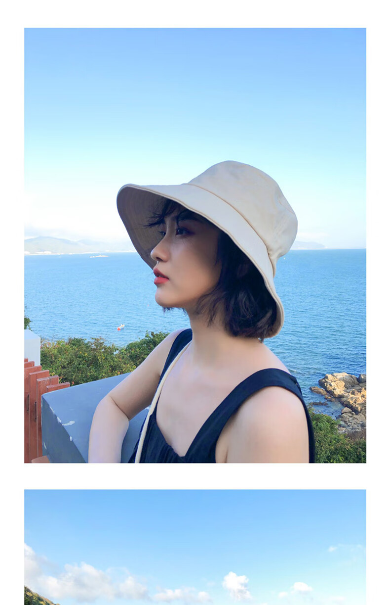 XUEXIMAN Solid Color Fisherman Hat Women Korean Style Versatile Japanese Sun Protection Sunshade Bucket Hat Slim Face Bare Face Hat 5