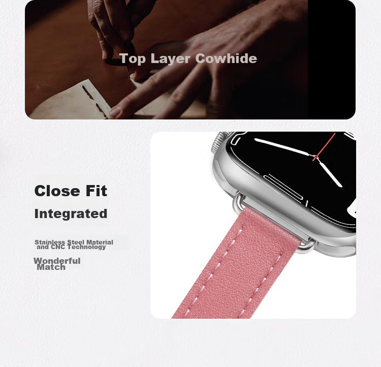 MSSM Compatible Apple Watch Band, Apple Watch Slim Waist Genuine Leather Women's Strap for IWatch S11/ultra3/S10/9/8/SE3, Brown, 38/40/41mm 10