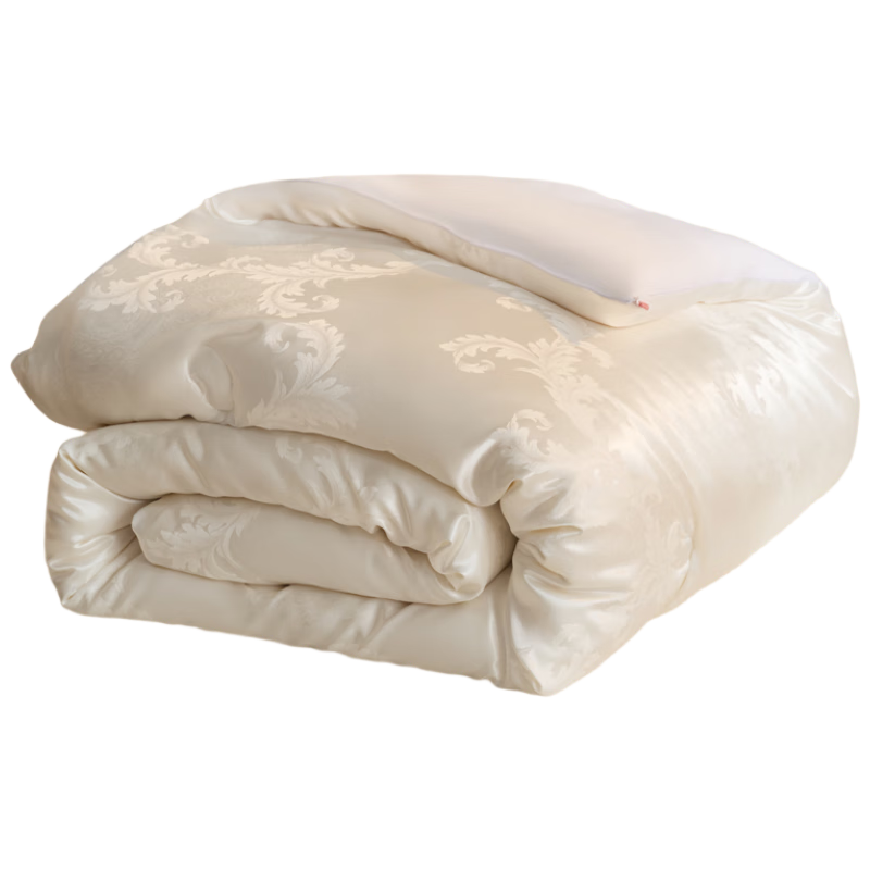Hengyuanxiang Comforter, 10% Soybean Antibacterial And Anti-Mite Autumn And Winter Duvet Insert, Jacquard Faux Silk Cotton, 6 Jin (3 Kg), 200*230cm [White]