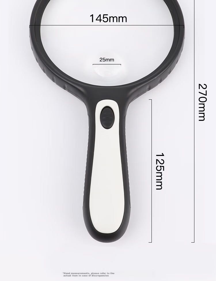 JAJALIN Ultra-Clear High-Magnification Handheld Magnifying Glass for Elderly And Children's Reading, Main Lens 3x Secondary Lens 6x Large Magnifying Surface with LED Light 12