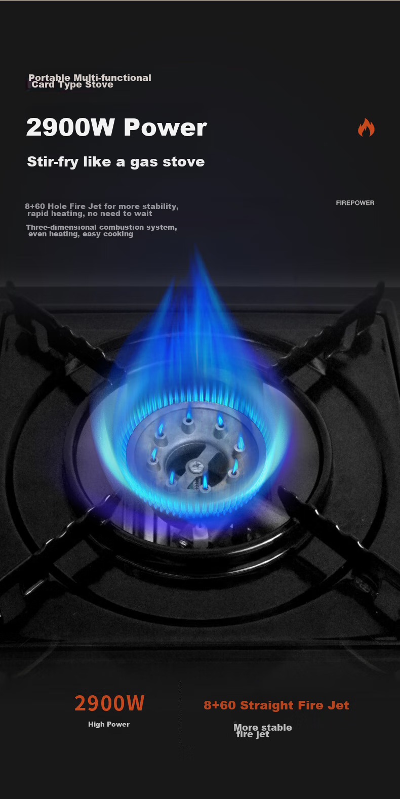 Geshu Portable Outdoor Stove, Camping Explosion-Proof Magnetic Stove, Windproof Hot Pot Gas Stove 2