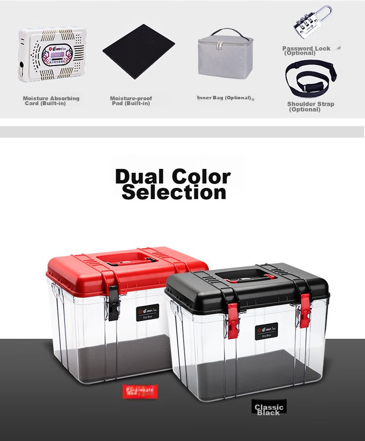 EIRMAI R15S DSLR Camera Dry Box, Moisture-Proof Case, Sealed Lens Electronic Box, Medium Size, Handheld, Built-In Moisture-Absorbing Card, Black 3