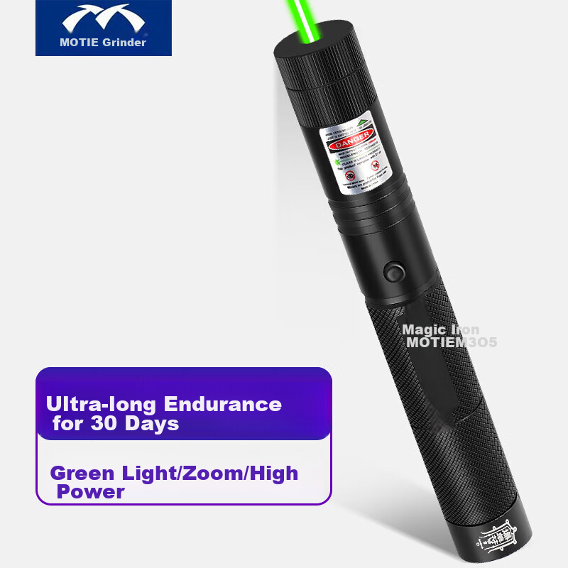 MOTIE M305 Laser Pointer, Green Light High-Power Laser, LED Screen Positioning Device, Rechargeable Flashlight, Long-Lasting Range, Outdoor Construction Site Engineering, Long-Distance Desert Star-Guiding Pe