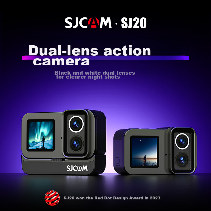 SJCAM SJ20 Night Shooting Dual Lens Anti-Shake Waterproof Action Camera Motorcycle Helmet Riding Recorder Outdoor Live Streaming Pre-Recording Vlog Fishing Head-Mounted Camera 128