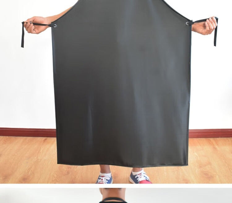 Gongtai Waterproof and Oil-proof Aquatic Apron Acid and Alkali Resistant Extra Large Thickened PU Apron Waistcoat Black 120*125cm One Size 10