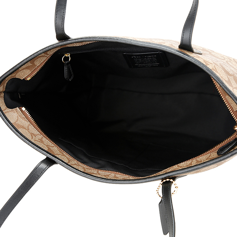 coach 蔻驰 奢侈品 女士黑暗童话系列皮革手提单肩托特包 黑色印花f7