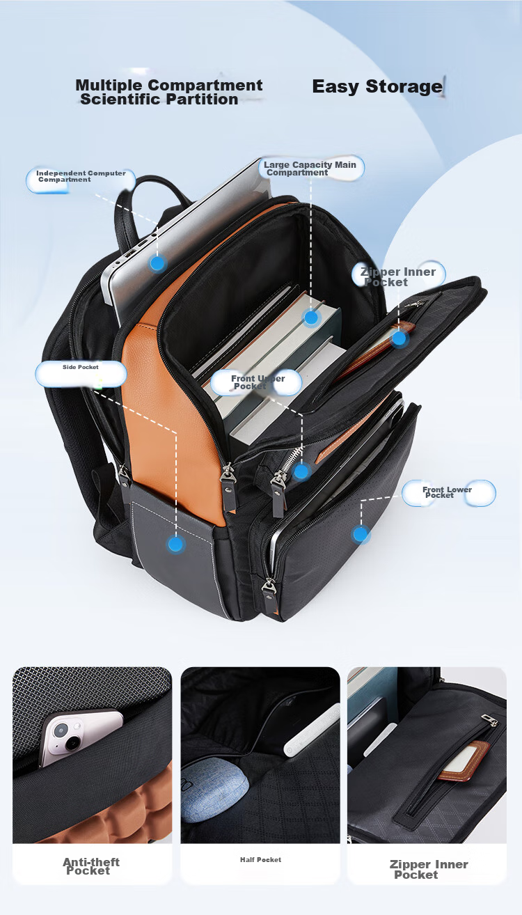 KALA·Y Airbag-Reducing Laptop Bag, Business Large Capacity 15.6-Inch Backpack, Unisex Shoulder Bag, 5213 Black 9