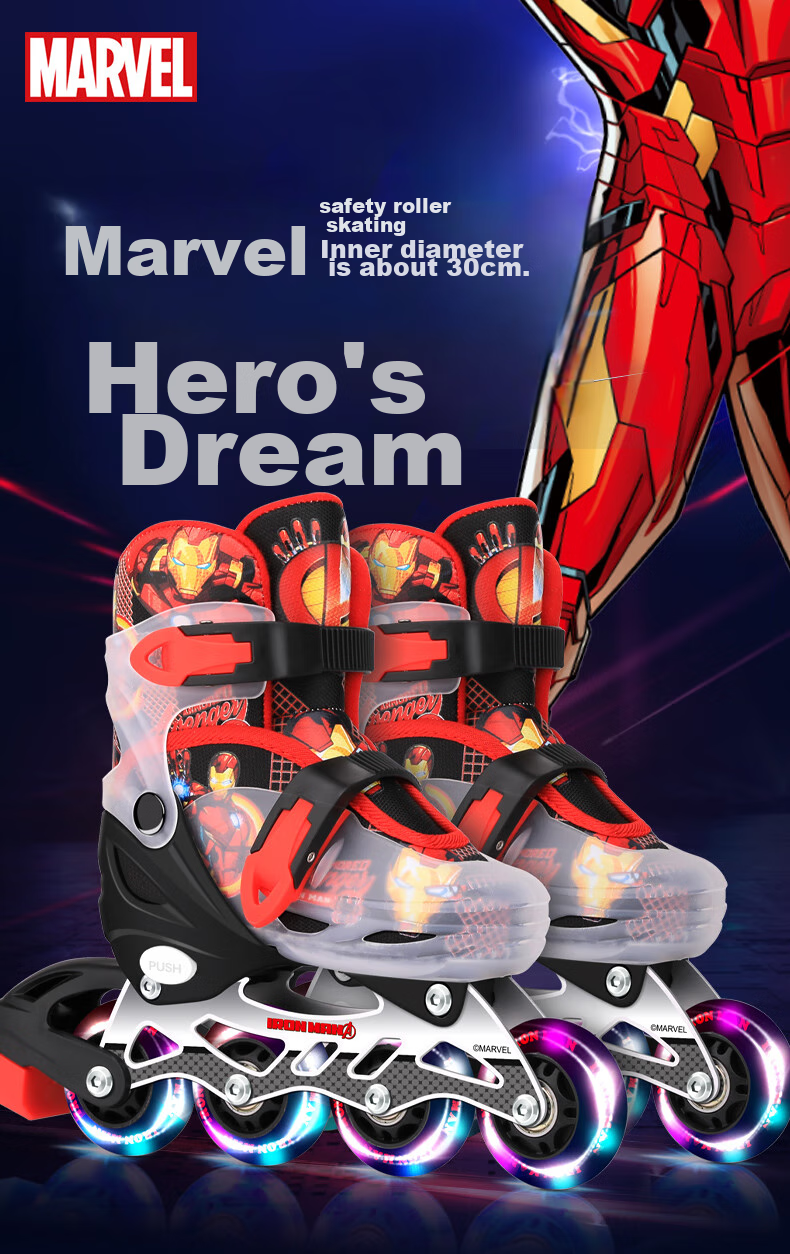 Disney Roller Skates for Children, Light-Up Beginner Set, Inline Skates for Girls And Boys, Inline Roller Shoes, Spider-Man Desig 2