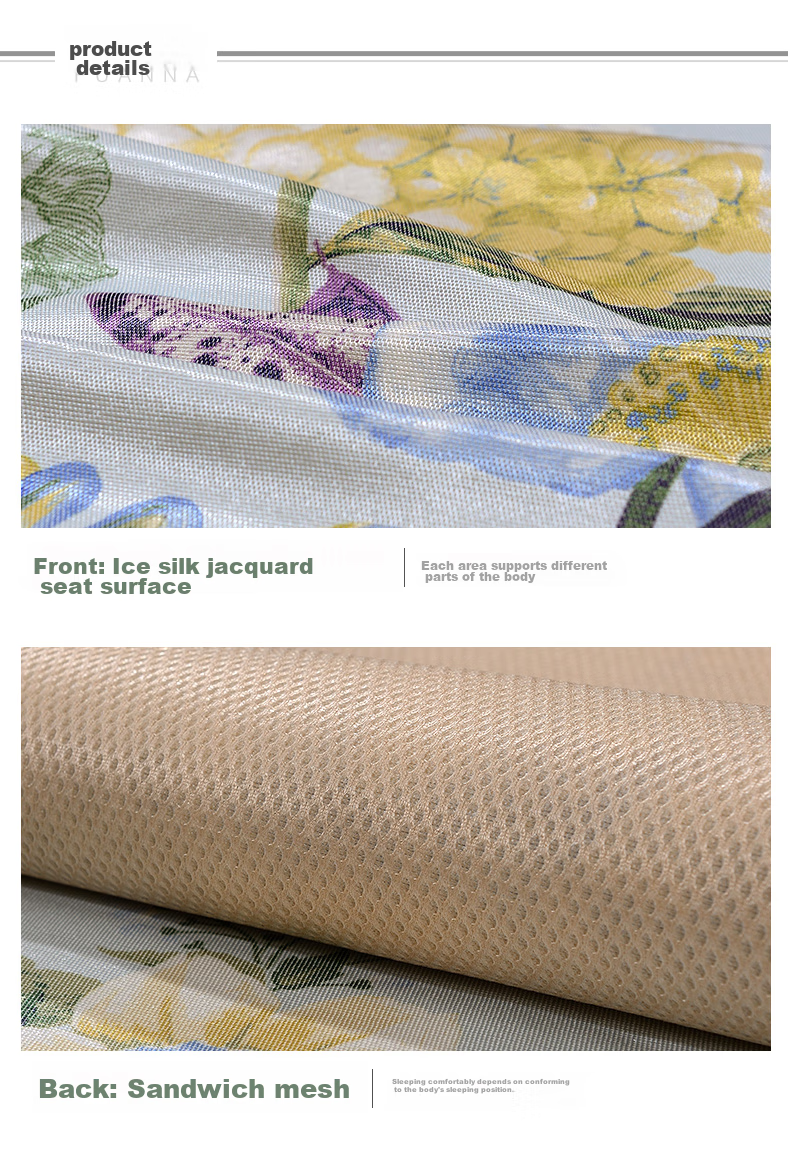 FUANNA Mint Herbal Ice Silk Jacquard Mat Summer Cooling Mat Double Three-Piece Set Green 1.5x2m [Foldable] 11