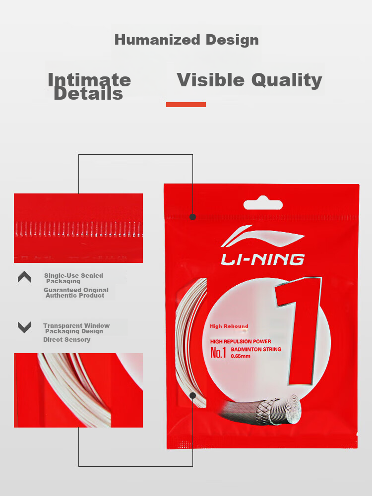 Li-Ning Badminton String N65 High Rebound Type, Specially Designed for Badminton, Crisp Sound When Striking, Fluorescent Light Yellow 2