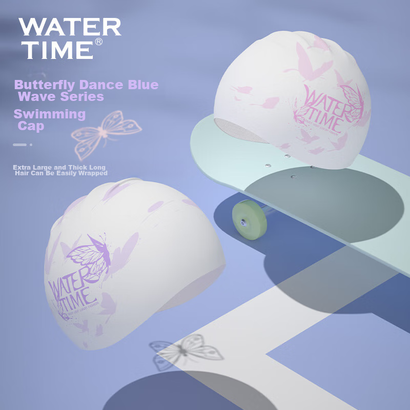 Купальная шапочка WATERTIME для женщин, силиконовая, водонепроницаемая, с защитой ушей, увеличенного размера, фиолетовая