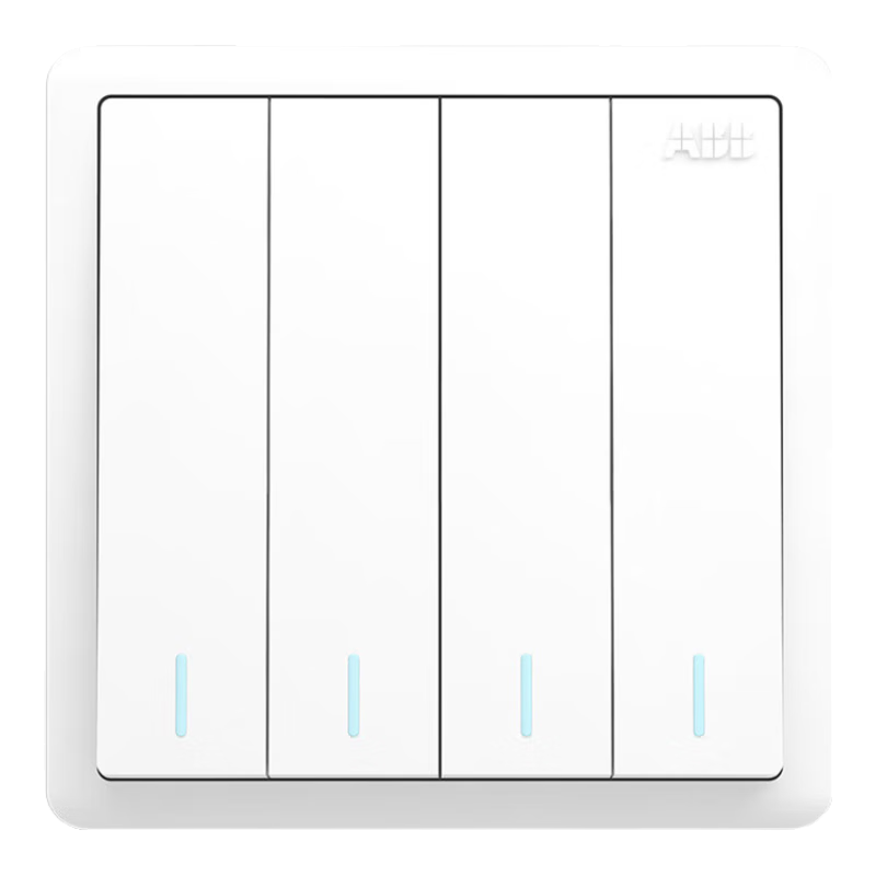 ABB Switch Panel, Yuanchi Series White 86-Type with Fluorescent Four-Gang Double Control Switch, AO108