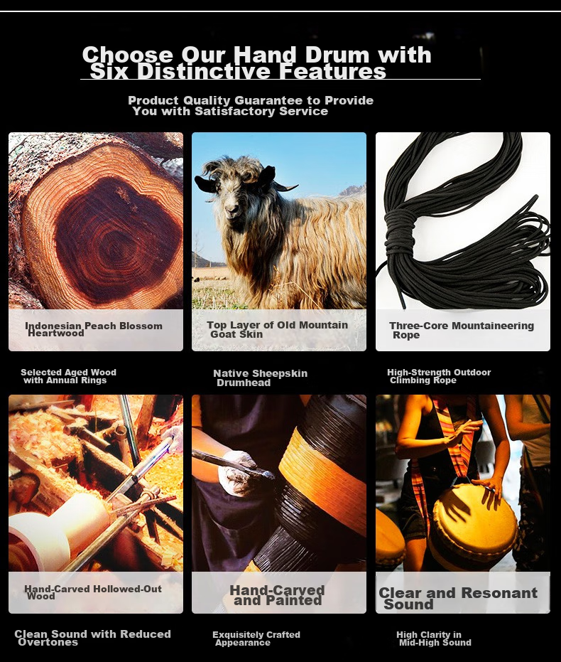 Minsine Standard 10-Inch African Drum, for Adults And Children Beginners to Play, Old Goat Skin Hand Drum Percussion Instrument 4