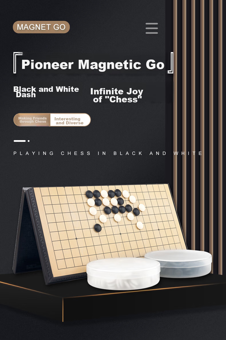 FORTHGOER Magnetic Go And Gomoku, Portable Folding Chess Board for Adults And Children, Casual Black FX-8 Extra Large Size for Travel 1