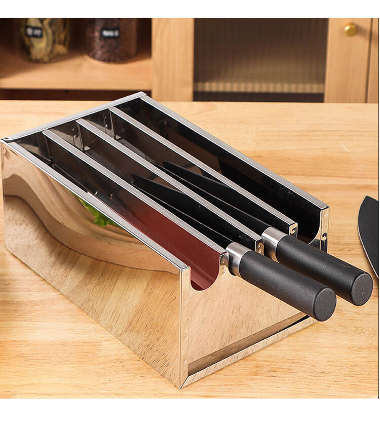 Quanshi Hotel-Specific Stainless Steel Knife Box, Commercial Knife Rack, Large Knife Holder with Lock, Storage Box, Organizer Shelf, 5 Compartments with Lid 8