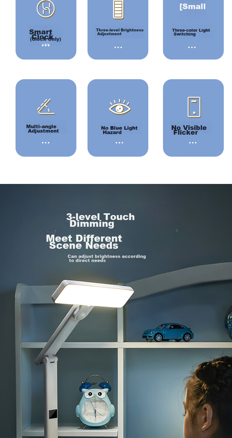 Jingqian Desk Lamp, Eye Protection Light for Students And Children, Full Spectrum Lamp, Specialized for Study, Reading Light, Dormitory Bedroom Bedside Lamp 2