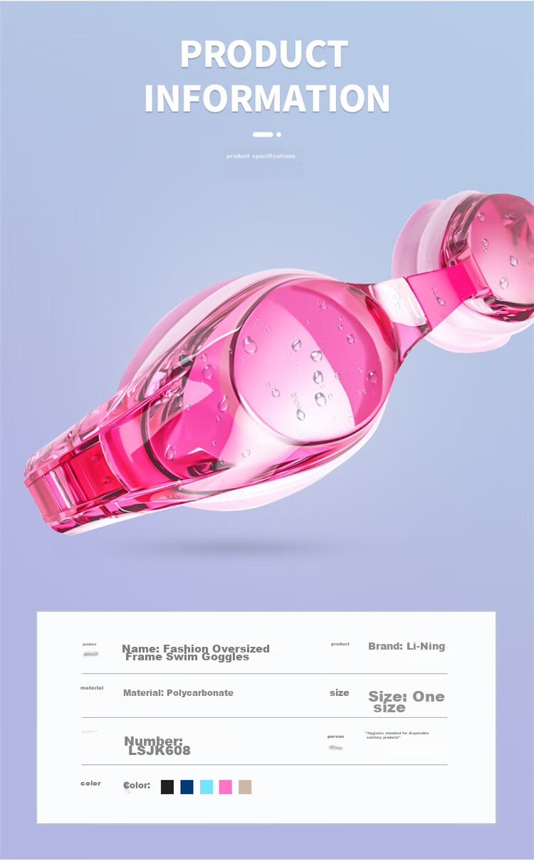 Li-Ning Swimming Goggles, Waterproof And Anti-Fog, High Definition Clear Lens, for Men And Women, Swimming Equipment, Diving Goggles LSJK608-3 14