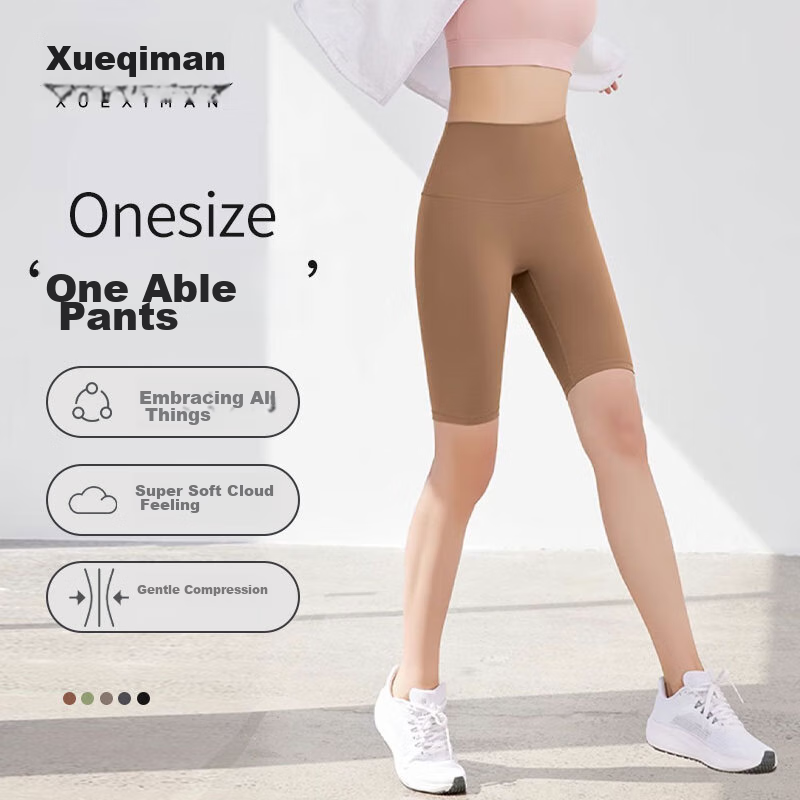 XUEXIMAN Yoga Pants for Women, One-Size High-Waisted Bike Shorts with Butt-Lifting Effect, Tight-Fitting Sports Fitness Shorts for Outdoor Wear