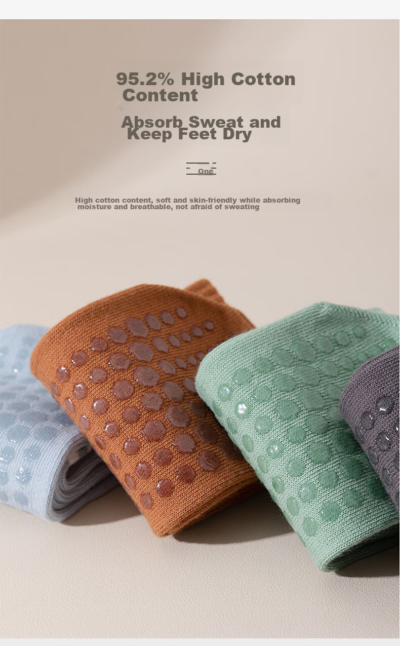 XUEXIMAN Yoga Socks for Women, Mid-Calf Cotton Socks, Spring And Autumn Season, Pilates Fitness Dance Professional Non-Slip Short Sports Floor Socks 10