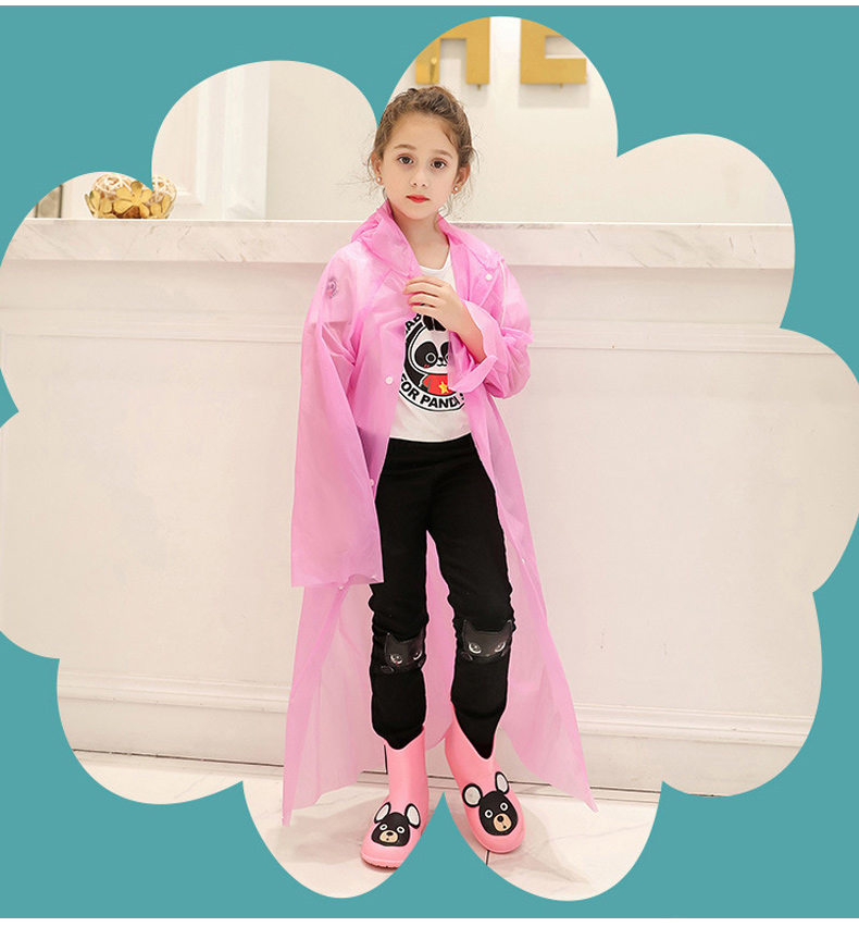 BWNK Children's Raincoat with Large Backpack Space, Disposable Portable Raincoat for Boys And Girls, Extended Full-Body Student Poncho, 4XL 2