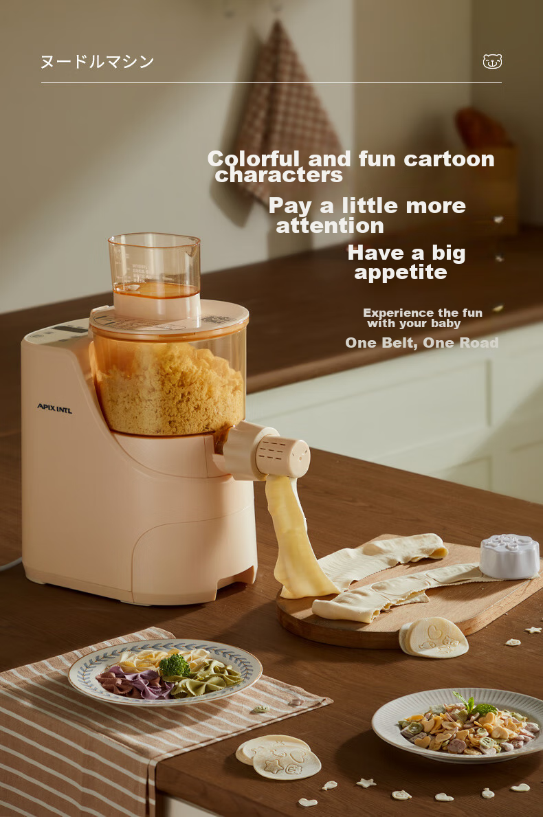 APIXINTL Anben Su Noodle Maker, Fully Automatic Pasta Machine, Multi-Functional Home Use, Multiple Mold Options, Electric Dough Kneader, Dumpling Wrapper Maker, 6-Person Capacity, APIX-M09 11