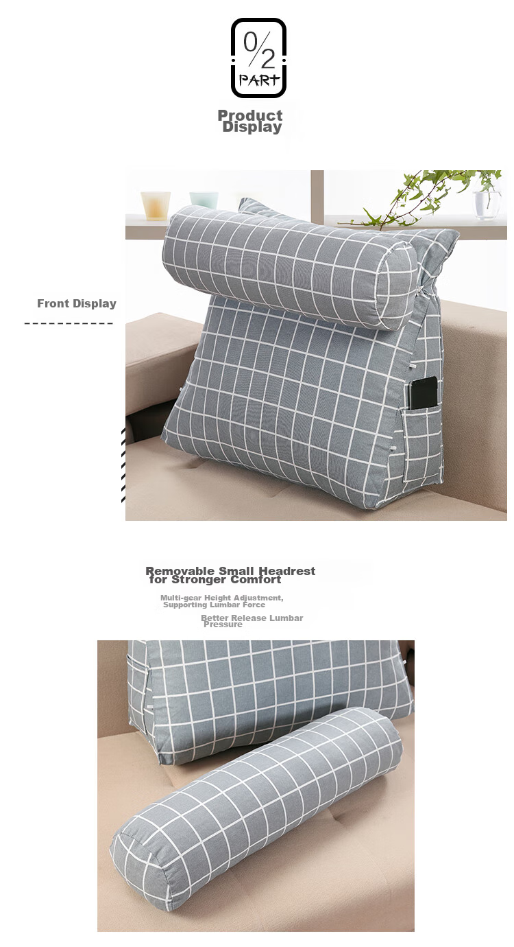 AVIVI Bed Headboard Cushion, Triangular Large Pillow, Soft Pack Bed Backrest Pad, Sofa Pillow, Lumbar Support, Waist Pillow, Backrest Pillow, Leisure Time 5